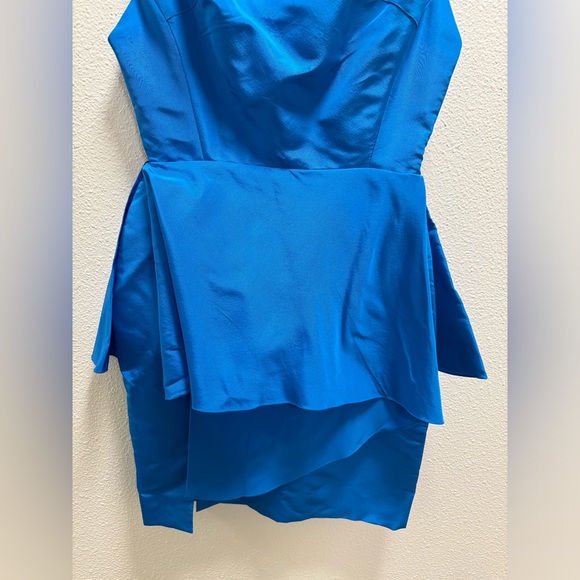 Katie Ermilio Wrapped Peplum Silk Mini Dress Sleeveless Back Keyhole Side Zip 4 - Picture 4 of 9